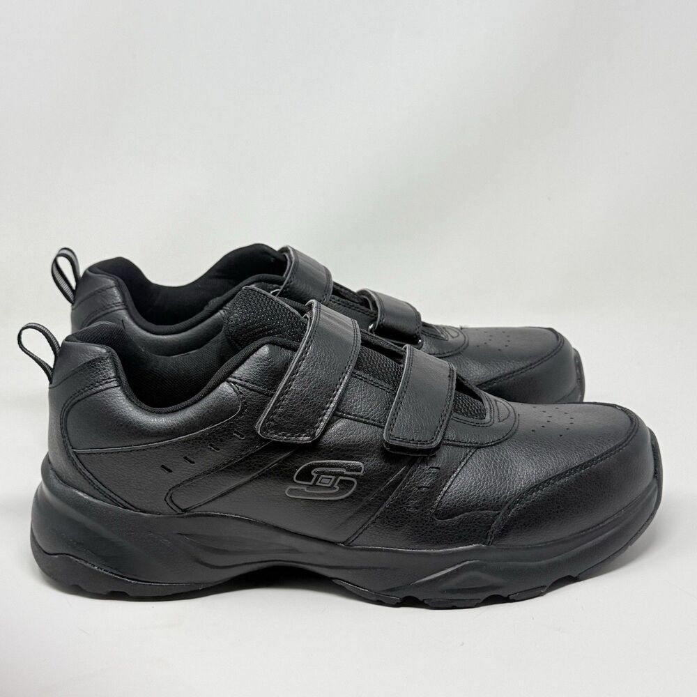 Skechers Haniger Casspi Sneakers Shoes Mens 13 Wide Fit Black Leather 2 Strap